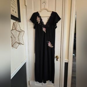 Vintage Oscar de la Renta Pink Label Black Lace Slip Dress